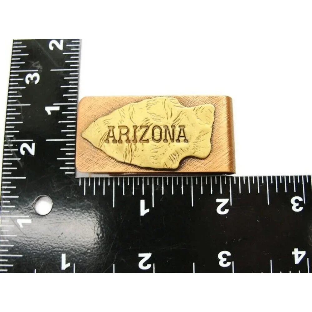 Arizona Brass Tone & Copper Tone Arrowhead Money Clip Stainless Steel Wallet